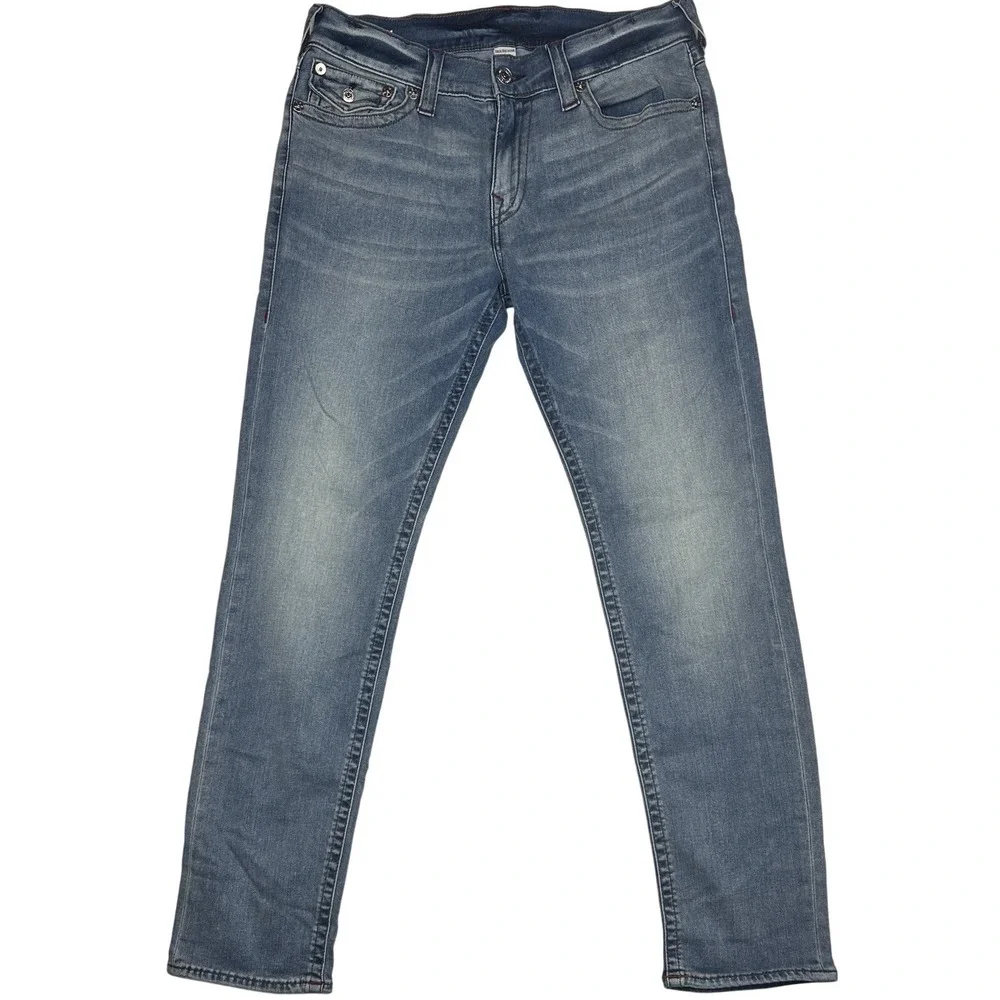 True‎ Religion GEND Relaxed Slim Jeans Mens Size 33 Light Wash Denim